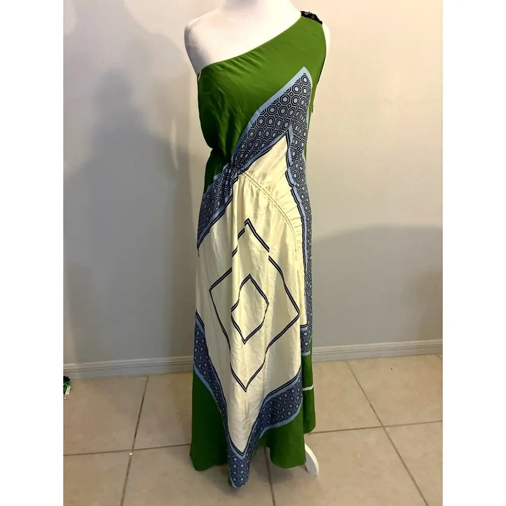 Tory burch sloane Silk Maxi Dress 2 Square Scarf Asymmetrical Fairy Luxury $798